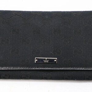 GUCCI Vintage GG Canvas Wallet - Black